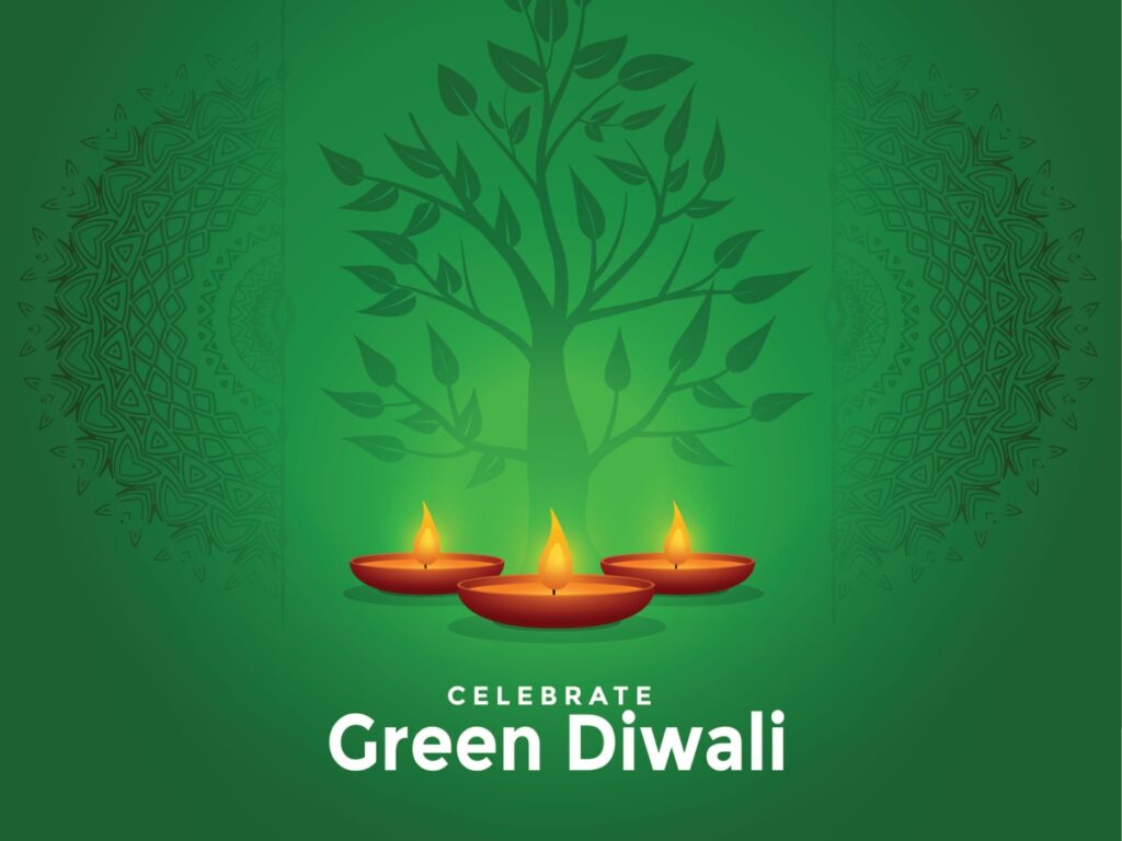 Green Diwali 2025 eco-friendly celebration with diyas and lights