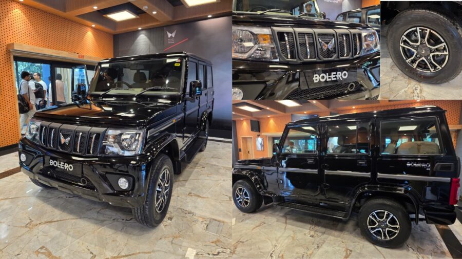 Mahindra Bolero 2025 side profile showing new alloy wheels and dual-tone body